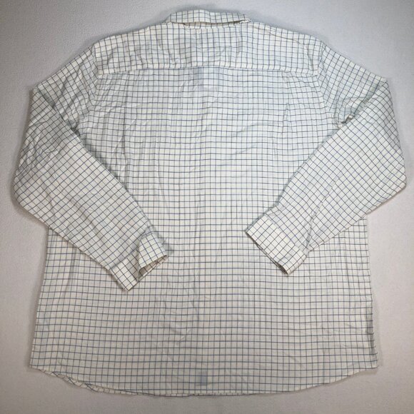 L.L Bean Shirt Men's 3XLT Off-White Windowpane Plaid Flannel Wrinkle Free Tall - Picture 2 of 15